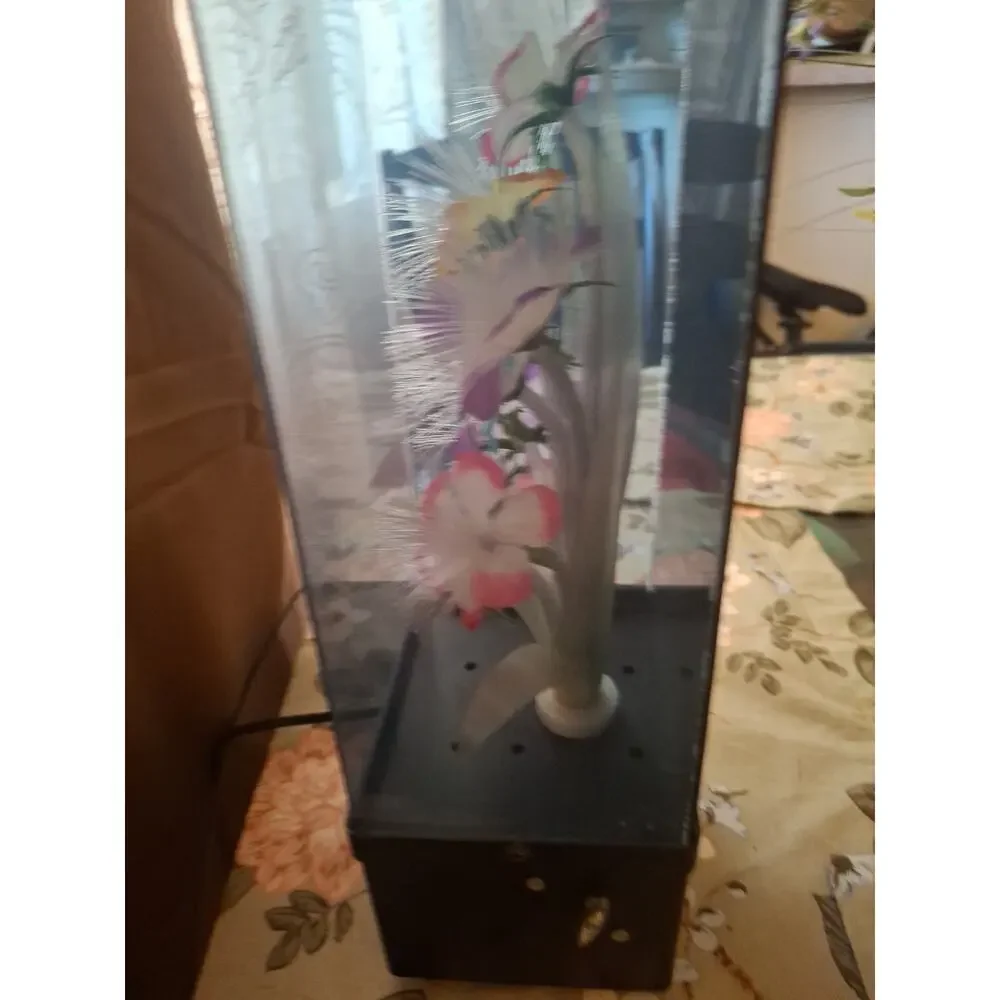 Vintage Fiber Optic Flower Light Lamp with Built-in Music Box Changes Colors